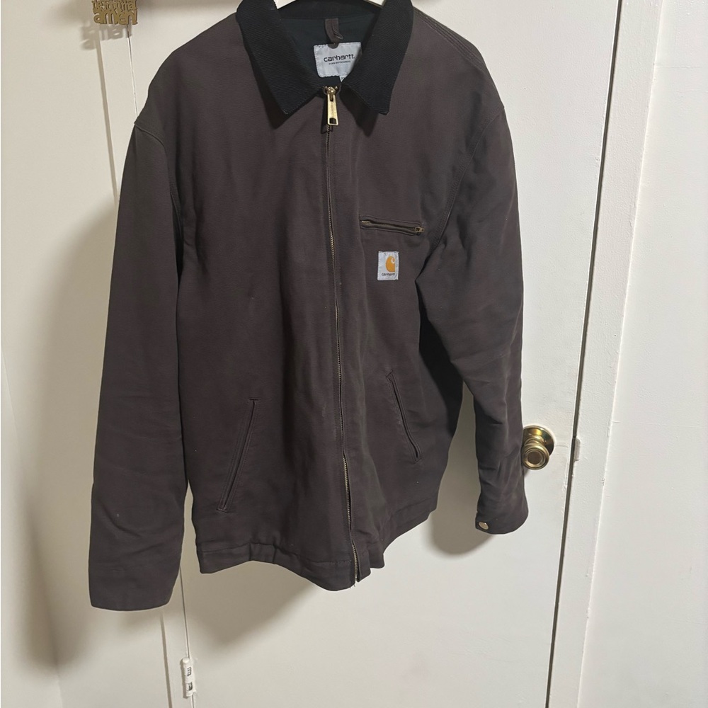 Carhartt Men's Dark Brown Jacket with Black Collar